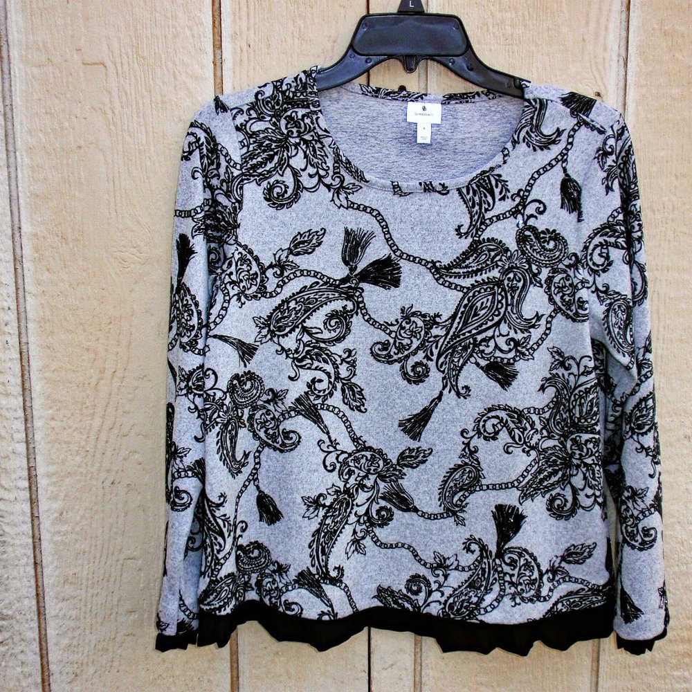 Heather Gray flocked Sweater top by Dress Barn S
